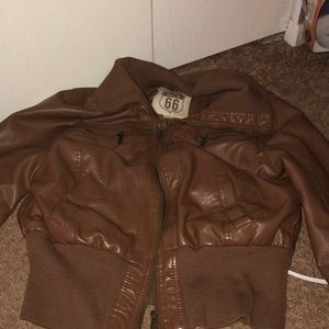 Route 66 leather bomber jacket
